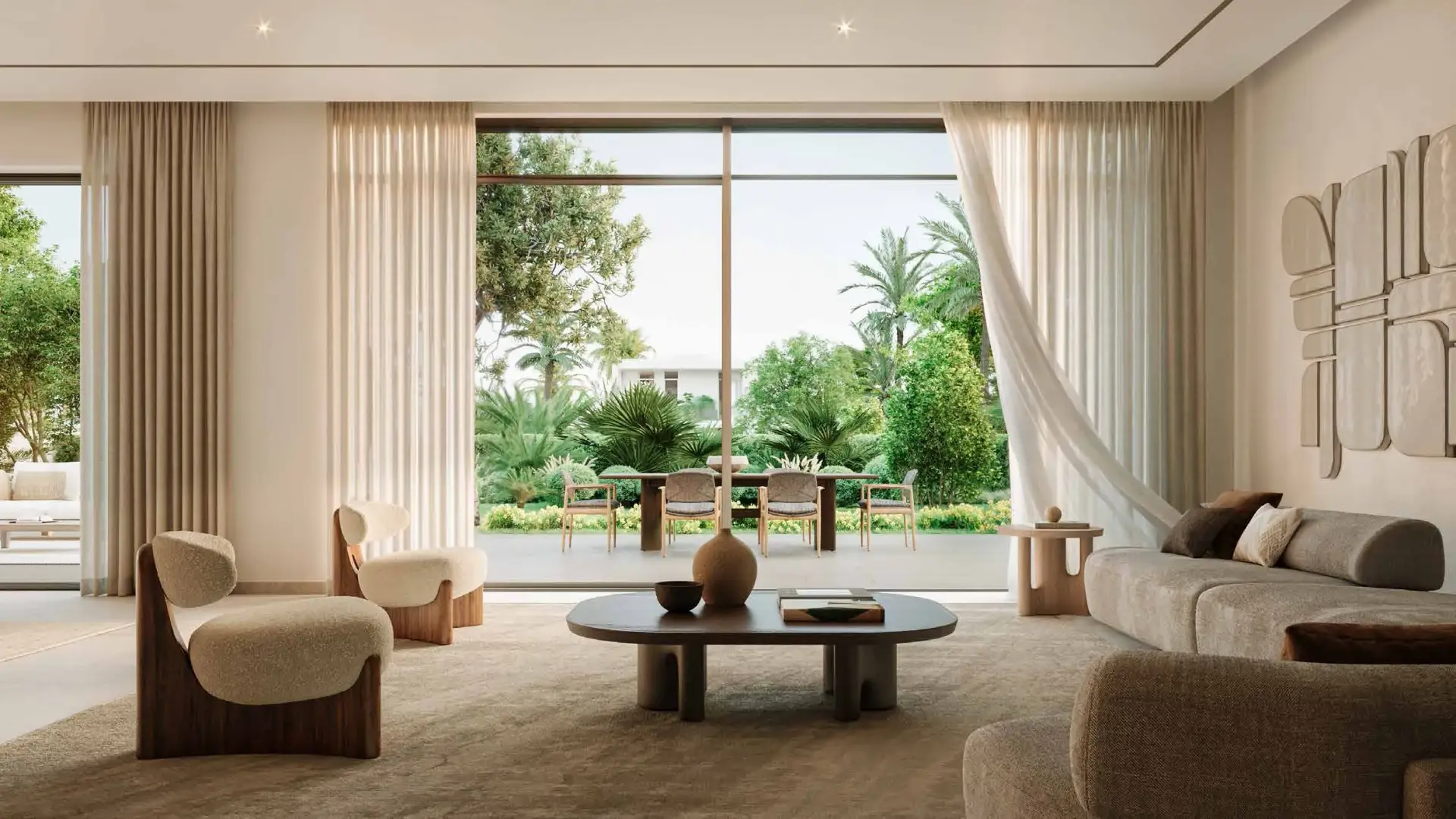 Fay Valley Phase 2 townhouse streetscape with native planting, Fay Hills, Abu Dhabi