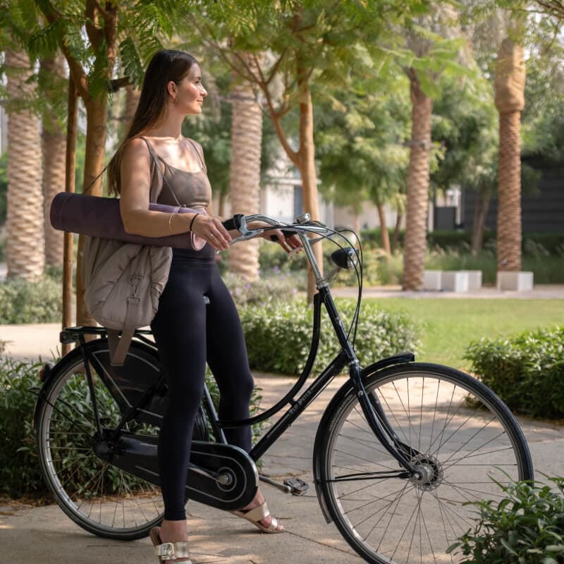 Wellness-focused outdoor landscape at Fay Valley townhouses and villas, Masdar City, Abu Dhabi