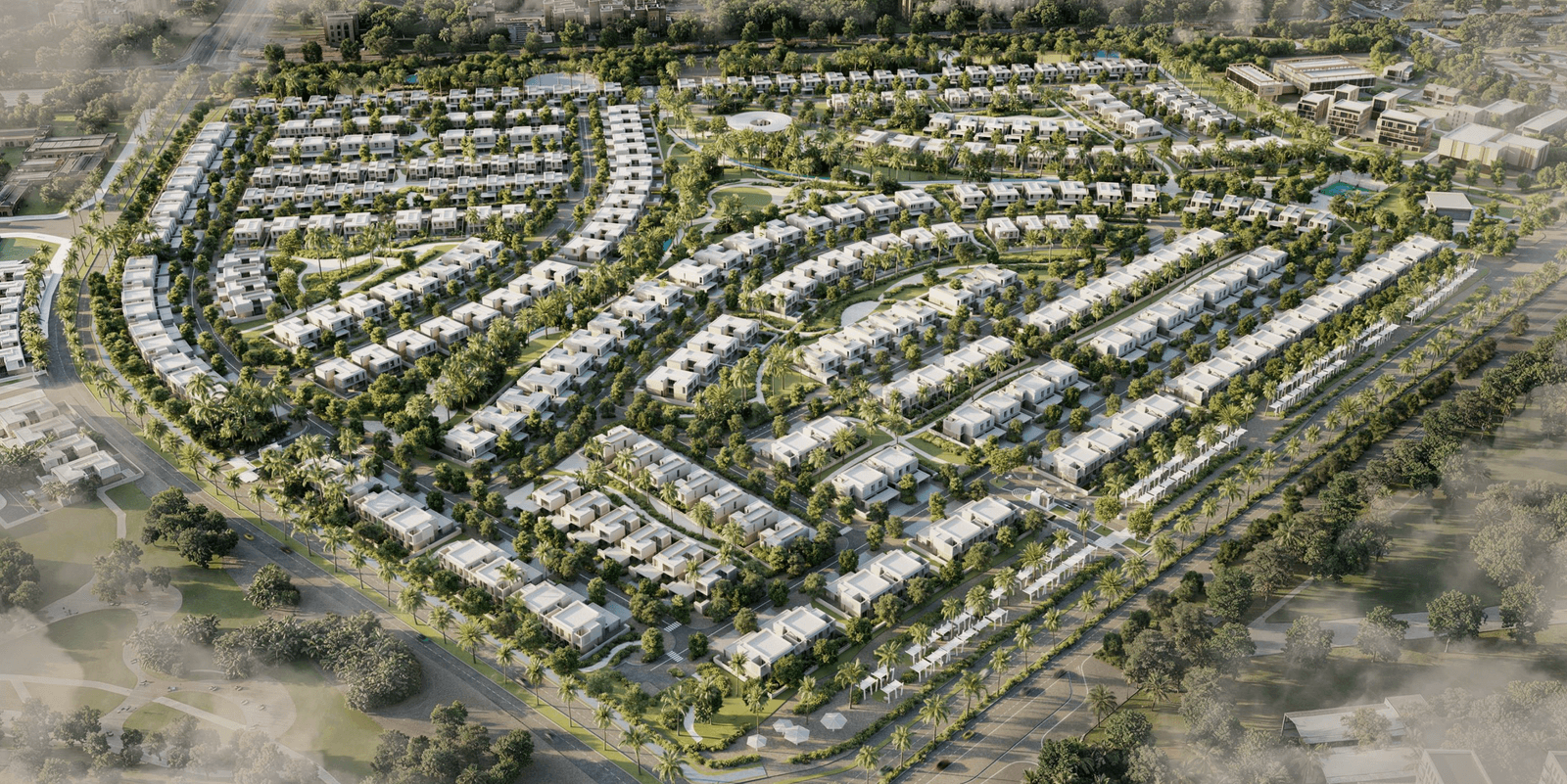 Full Fay Valley masterplan map with Green Wadi corridor at Masdar City, Abu Dhabi